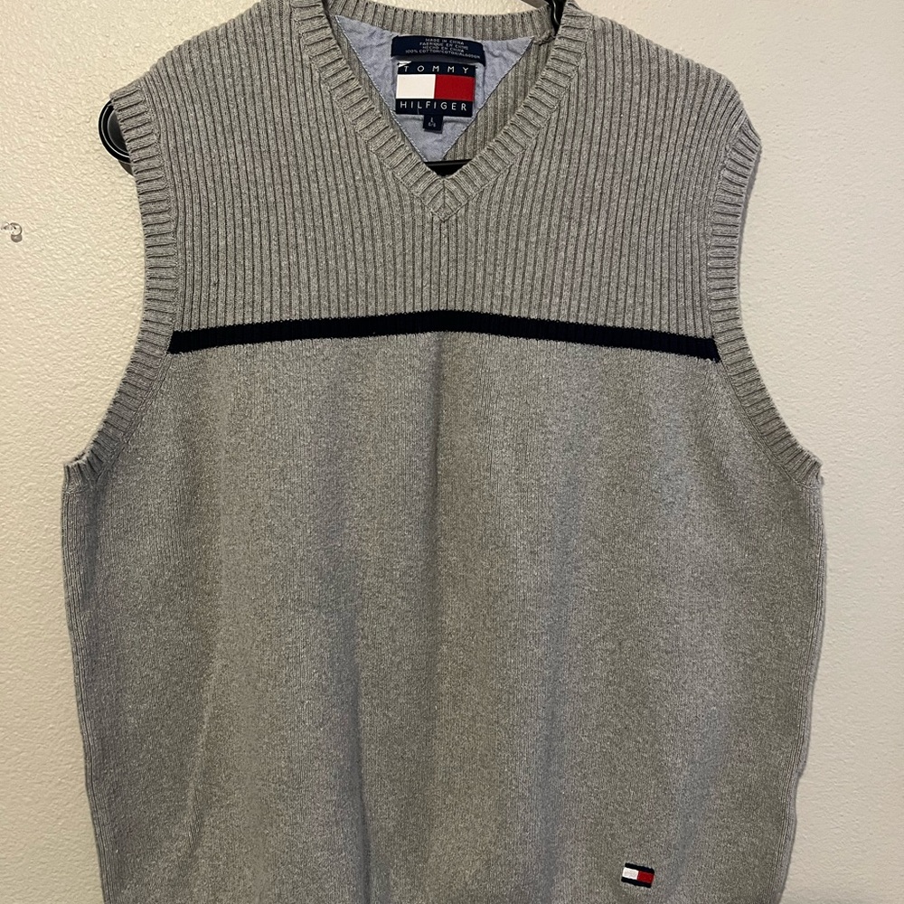 Tommy Hilfiger Men’s Gray Sweater Vest Golf Preppy Size Large L